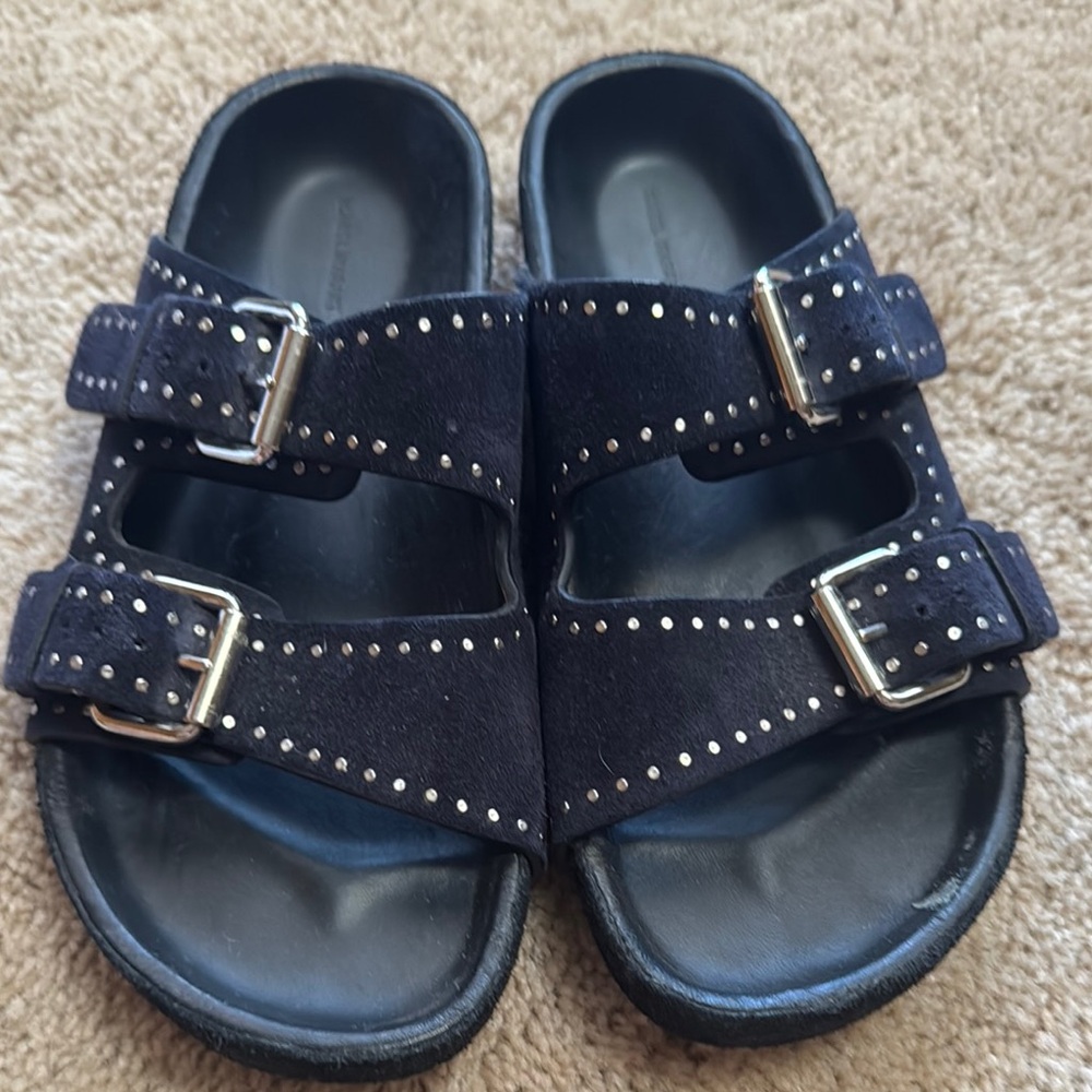 Isabel Marant Black Studded Sandals with Adjustable Straps